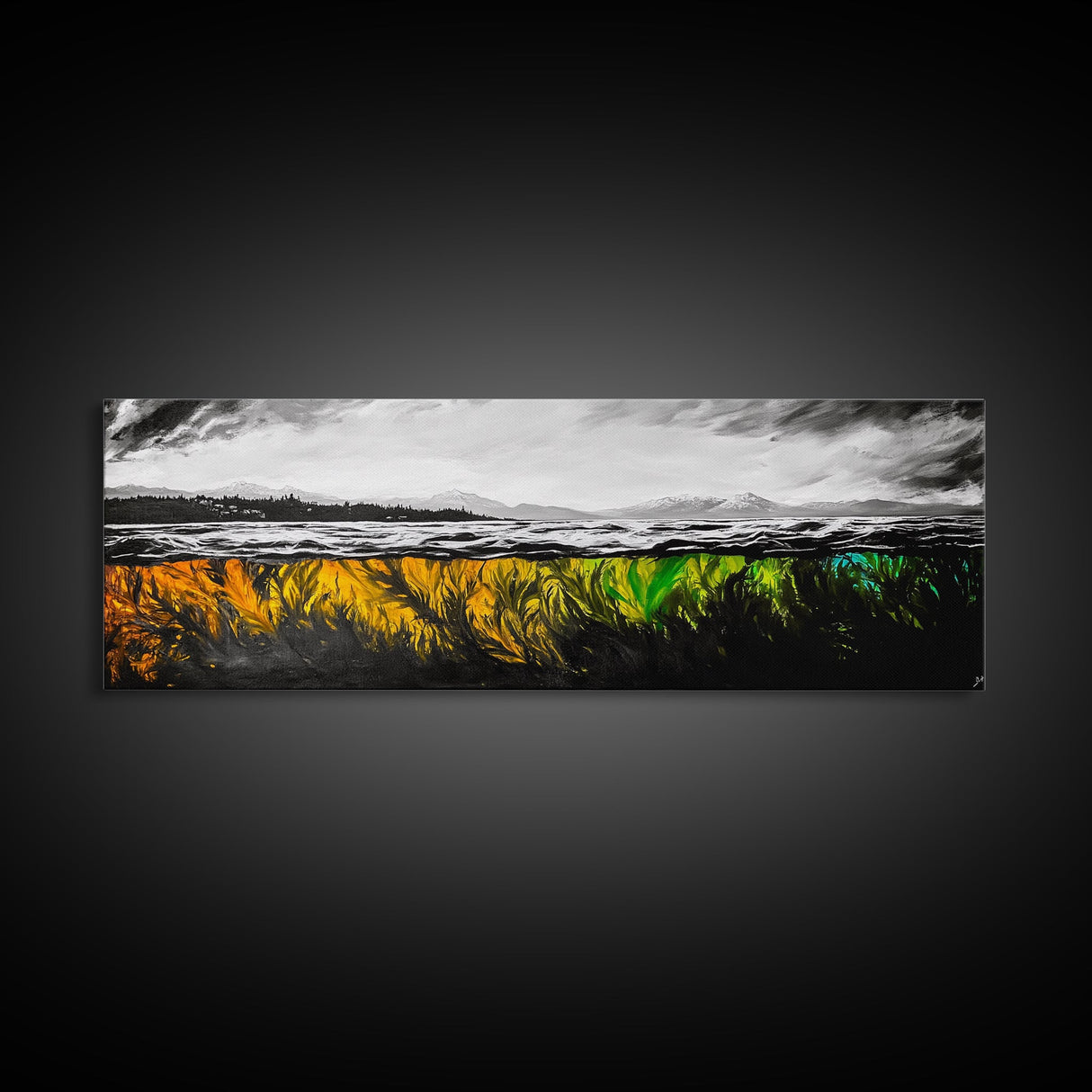 Vibrant Seaweed, Ocean Depths, Underwater Wall Art, Canvas Print, Coastal Living Decor, Abstract Marine Painting, Dining Room Art