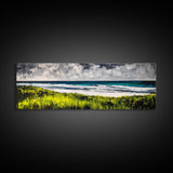 Seaside Escape, Grassy Cliffs, Coastal Wall Art, Canvas Print, Beach Landscape Painting, Relaxing Ocean View, Bedroom Wall Decor