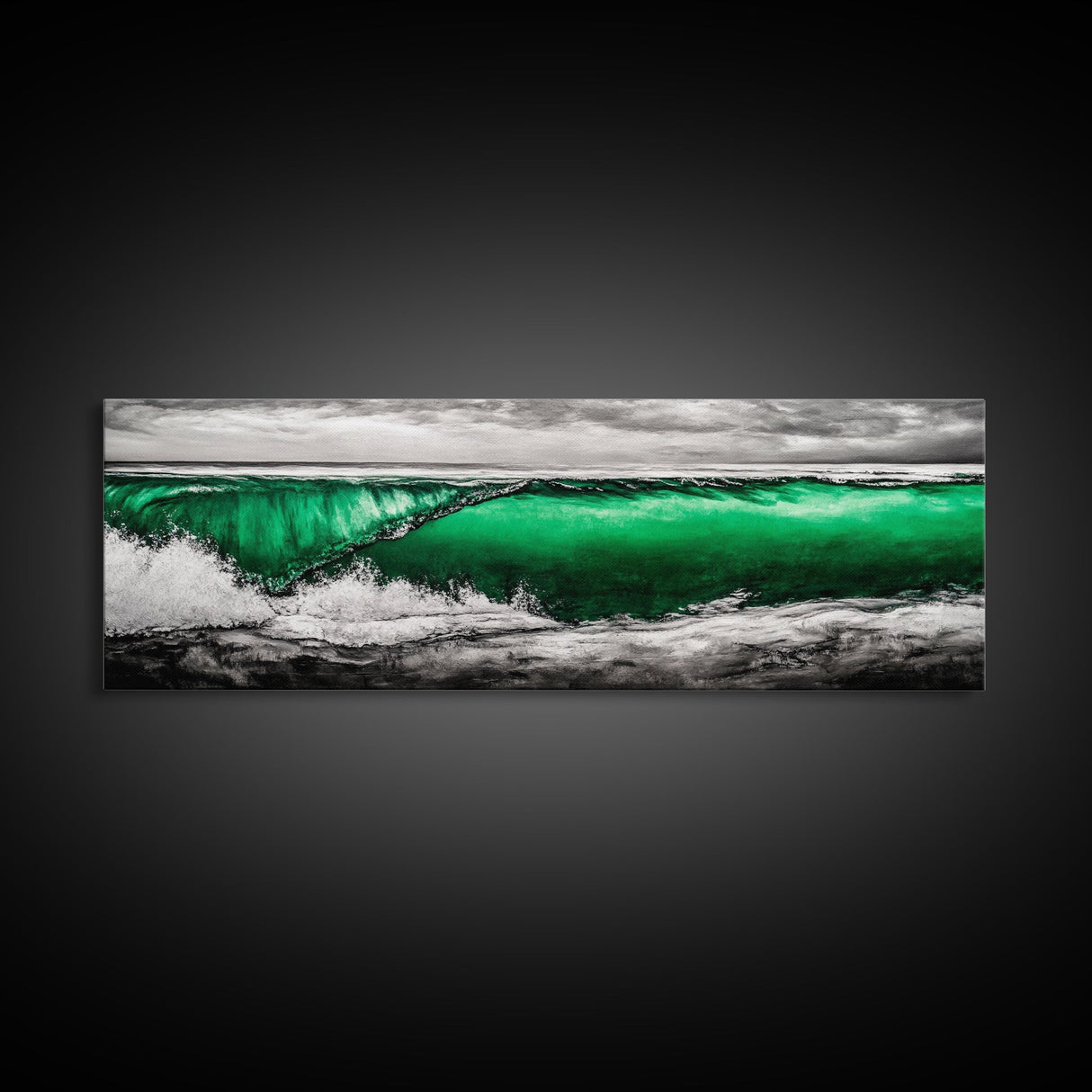 Emerald Wave, Ocean Wall Art, Coastal Decor, Beach Aesthetic, Modern Seascape, Large Wall Art, Framed Canvas Print, Office Art