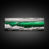 Emerald Wave, Ocean Wall Art, Coastal Decor, Beach Aesthetic, Modern Seascape, Large Wall Art, Framed Canvas Print, Office Art