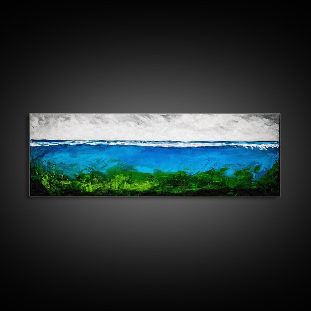 Deep Blue Ocean, Underwater Wall Art, Coastal Decor, Tranquil Seascape, Modern Beach Art, Large Canvas Print, Living Room Art