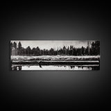 Monochrome Forest, Black and White, Nature Wall Art, Minimalist Landscape, Serene Art, Woodland Scene, Framed Canvas Print, Bedroom Wall Art