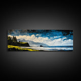 Coastal Cliff Painting, Blue Ocean Wall Art, Scenic Seaside Landscape, Nature Decor, Relaxing Beach Artwork, Bedroom Wall Art, Canvas Print