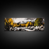 Autumn Forest Scene, Yellow Tree Painting, Rustic Nature Print, Cozy Living Room Wall Decor, Large Canvas Print, Framed Canvas Print