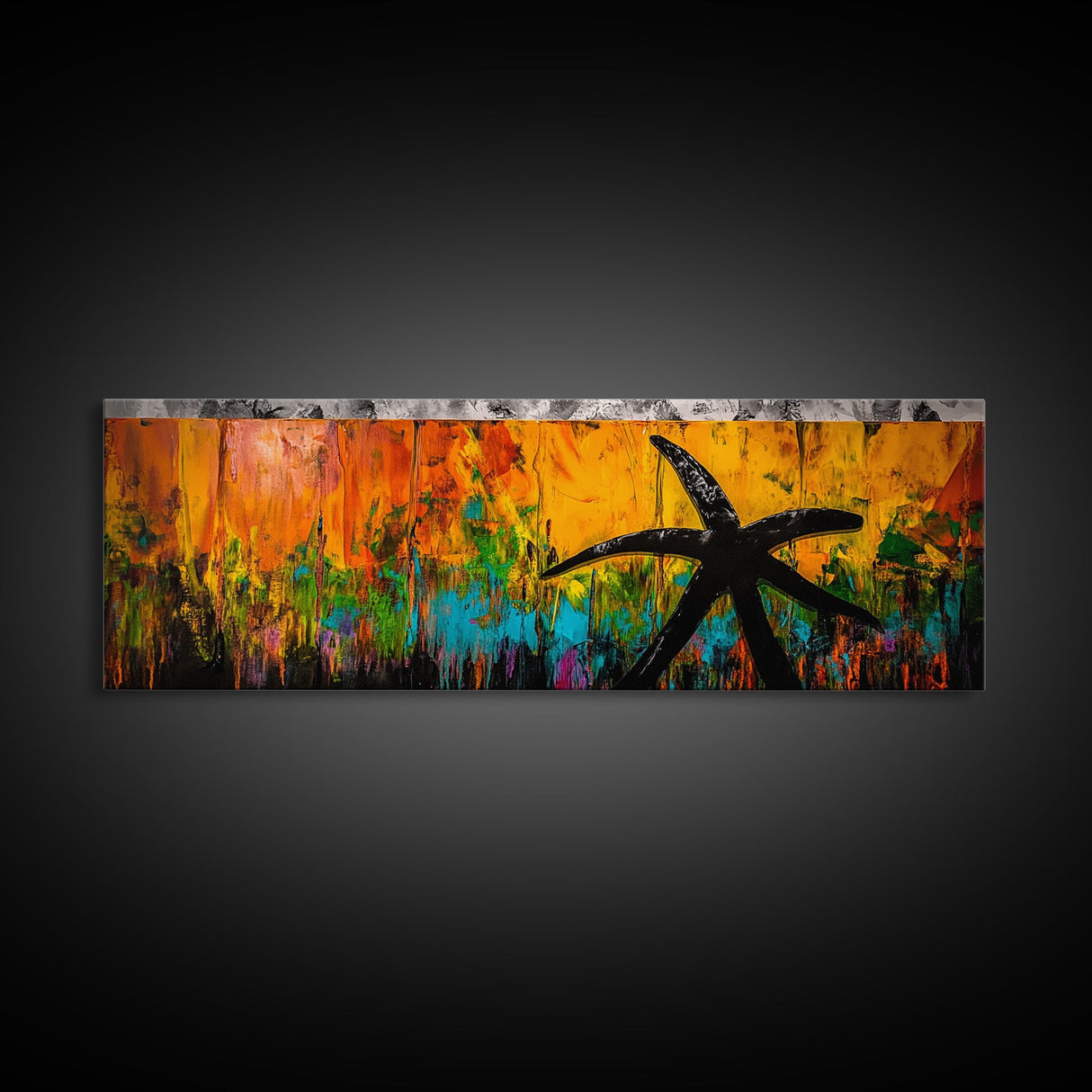 Starfish Art, Abstract Ocean Decor, Coastal Wall Art, Colorful Beach Print, Boho Art, Modern Living Room, Canvas Print, Nautical Gift