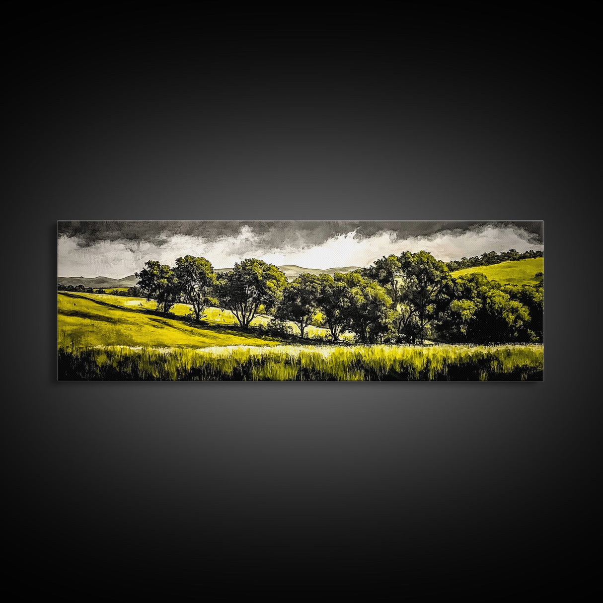 Forest Trees, Nature Landscape Art, Scenic Wall Decor, Earthy Tones Painting, Rustic Home Accent, Framed Canvas Print, Living Room