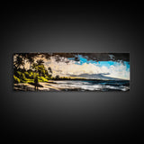 Surfer, Tropical Beach, Ocean, Sunset, Framed Canvas Print, Large Wall Art, Coastal Decor, Beach House, Modern Art, Living Room Wall Art