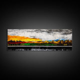 Sunset Landscape, Autumn Trees, Nature Art, Framed Canvas Print, Mountain Scene, Moody Sky, Living Room Wall Art, Dramatic Fall Decor