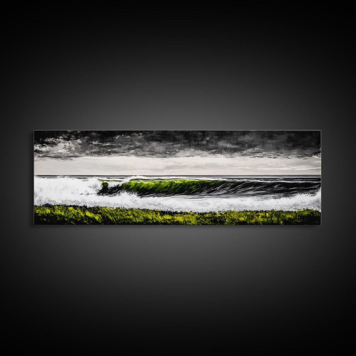 Ocean Wave, Coastal Wall Art, Black and White Print, Framed Canvas Print, Nautical Decor, Surf Art, Modern Home Decor