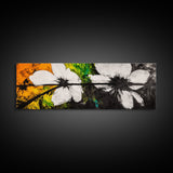 Floral Art, Black and White Flowers, Modern Botanical Art, Framed Canvas Print, Minimalist Wall Art, Bedroom Decor