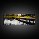 Lakeside Dock, Reflection Art, Serene Water, Framed Canvas Print, Tranquil Nature Scene, Rustic Cabin Decor, Woodland Wall Art, Large Art