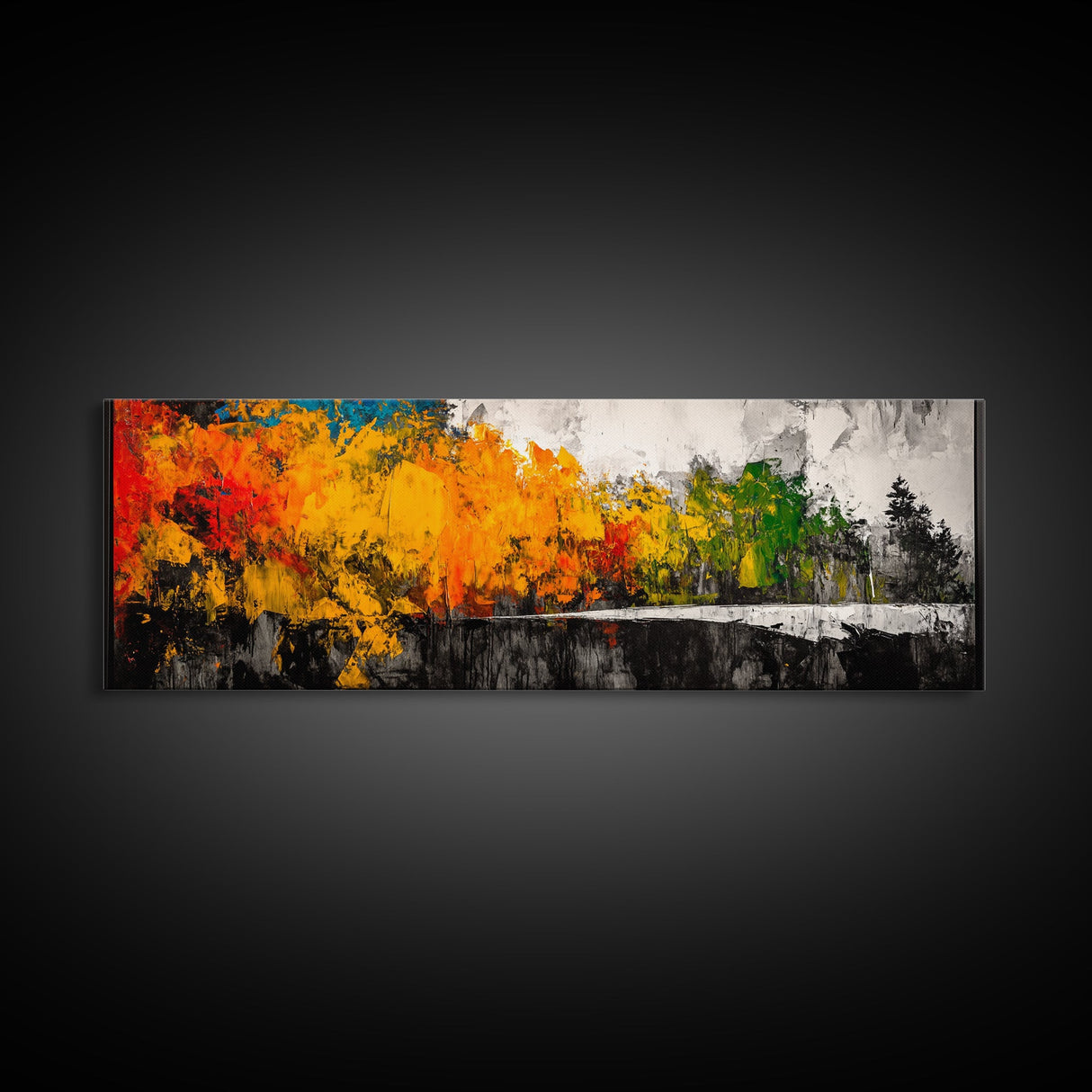 Autumn Forest, Vibrant Foliage, Fall Landscape, Nature Inspired Art, Framed Canvas Print, Cozy Home Decor, Rustic Cabin Wall Art, Boho Aesthetic