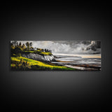 Coastal Cliffs, Stormy Sky, Ocean Waves, Canvas Print, Seascape Wall Art, Nautical Painting, Bedroom Decor, Coastal Home Accent