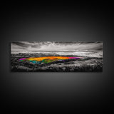 Vibrant Ocean Rock, Colorful Pool, Dramatic Sky, Canvas Print, Abstract Seascape, Modern Wall Art, Unique Art Piece, Living Room Decor