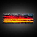 Fiery Sunset, Dramatic Sky, Framed Canvas Print, Ocean Horizon, Vibrant Home Decor, Contemporary Sunset Art, Bedroom Wall Art