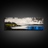 Dramatic Seascape Art, Black and White Ocean Painting, Moody Landscape Print, Nautical Wall Decor, Modern Home Art, Framed Canvas Print