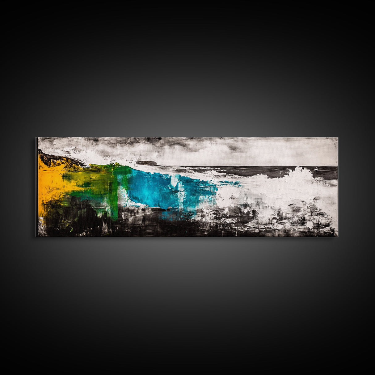 Abstract Ocean Wave, Colorful Coastal Painting, Modern Nautical Wall Art, Bold Seascape Print, Vibrant Beach Decor, Framed Canvas Print