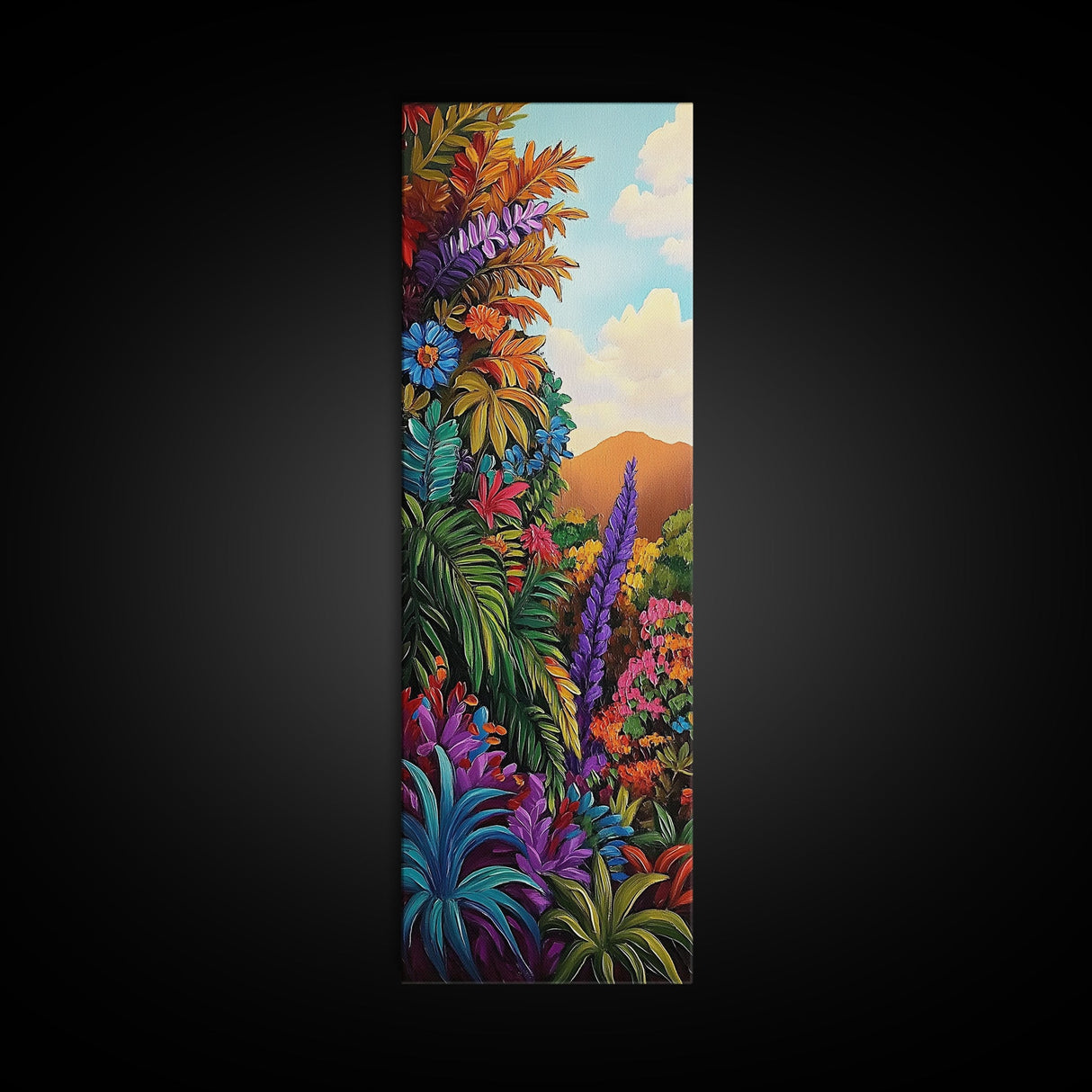 Vibrant Tropical, Jungle Art – Framed Canvas Print, tropical rainforest painting, bold wall decor, boho living room wall art, botanical vibe