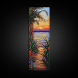 Tropical, Sunset, Pathway, Dreamscape, Canvas Print, dreamy tropical sunset pathway, vacation vibe boho art, living room or bedroom wall art