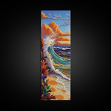 Sunset, Ocean, Wave, Surf, Canvas Print, Coastal Wall Art, Tropical Beach Painting, Bathroom Decor, Boho Nautical Vibes