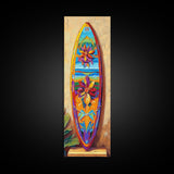 Surfboard, Floral, Bright, Tropical - Canvas Print, Surfboard Wall Art, Beach House Decor, Tropical Living Room Accent, Summer Art Print