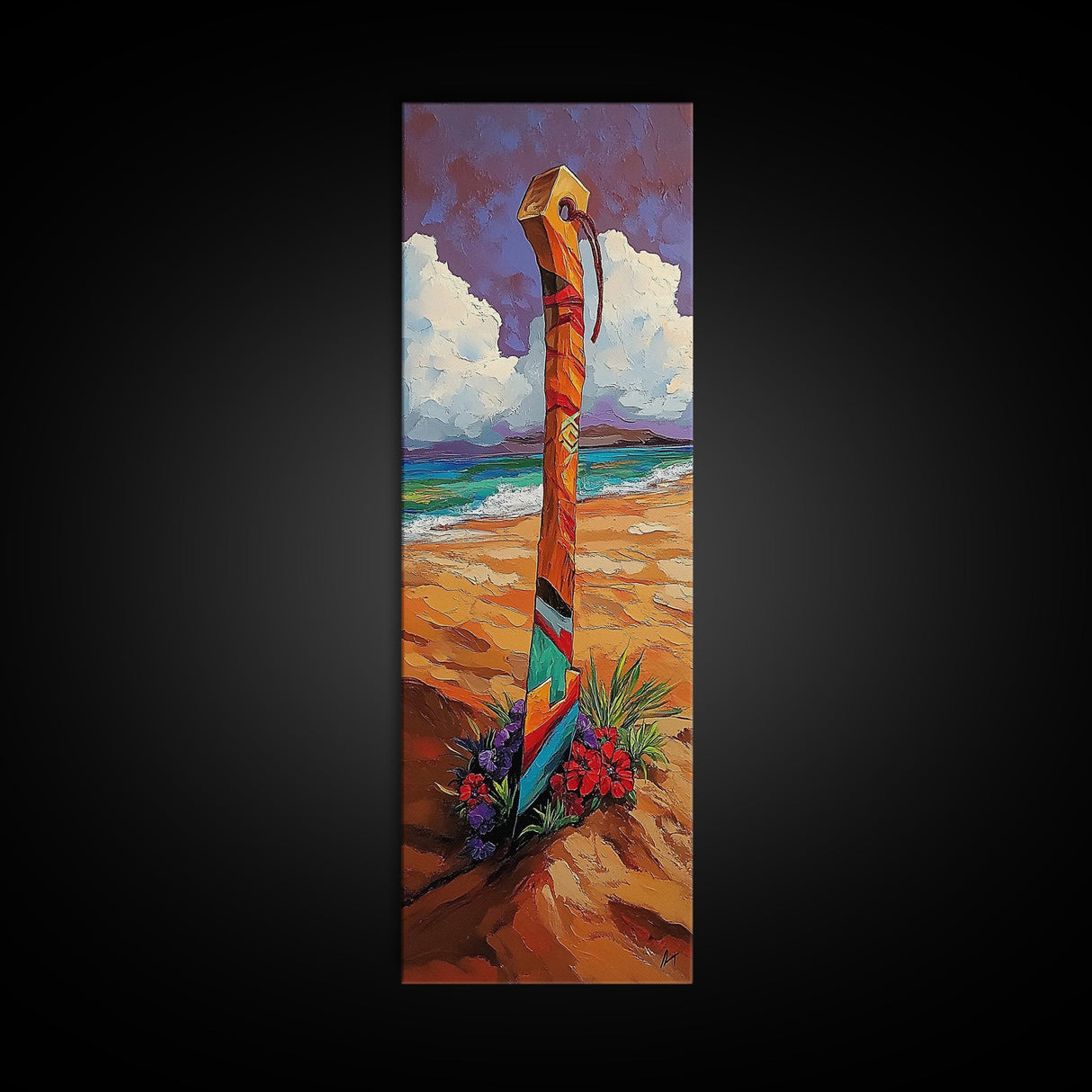 Beach Sword, Coastal Flowers, Tropical Beach Art, Vibrant Ocean Decor, Nautical Boho Style, Entryway Accent, Canvas Print
