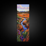 Autumn River, Landscape, Nature Scene Framed Canvas Print, Rustic Fall Art, Living Room Wall Decor, Colorful Country Landscape Painting