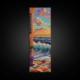 Waves Archway, Ocean, Framed Canvas Print, Coastal Wall Art, Colorful Boho Living Room Decor, Mediterranean Beach Home Accent Piece