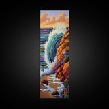 Ocean Wave, Rocks, Canvas Print, Vibrant Coastal Wall Art, Beach Bathroom Art, Nature Inspired, Bold Seascape, Summer Home Decor