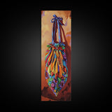 Bag Ribbon, Textiles, Fiesta - Framed Canvas Print boho textile wall art, vibrant folk art style, colorful entryway decor, Fall home accent