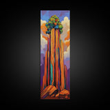 Desert Tower, Colorful Nature – Modern Southwest Wall Art, Cactus Inspired Decor, Framed Canvas Print, Eclectic Living Room Art