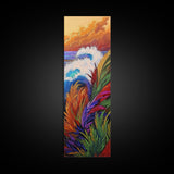 Colorful Wave, Ocean Sunset, Coastal Wall Decor, Framed Canvas Print, Vibrant Seascape Art, Beach House Accent, Boho Living Room Art