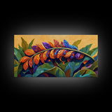 Tropical Leaves, Bright, Fall, Framed Canvas Print, botanical fall wall art, colorful boho tropical leaves painting, kitchen home decor