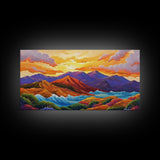 Sunset Ridge, Ocean Breeze, Autumn Mountains, Canvas Print, Warm Fall Wall Art, Rustic Living Room, Earthy Nature Artwork