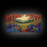 Forest Fall, Colorful, Leaves, Framed Canvas Print bold woodland foliage design, vibrant autumn landscape art, hallway wall accent