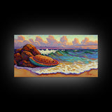 Conchas Beach, Sunset, Waves, Canvas Print, Mexican sweet bread art, kitchen wall decor, colorful bakery art, beach wall painting