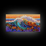 Bold Waves, Abstract, Ocean, Canvas Print, vibrant ocean wave art, abstract palette knife style, beach home décor, kitchen wall art