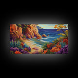 Cove Beach, Tropical, Hideaway, Coastal beach hideaway Canvas Print, tropical wall art, bedroom ocean view, vibrant color landscape