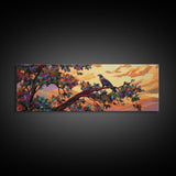 Majestic Eagle, Colorful Tree, Sunset Sky, Bold Nature, Canvas Print, wildlife wall art, nature lover gift, living room decor
