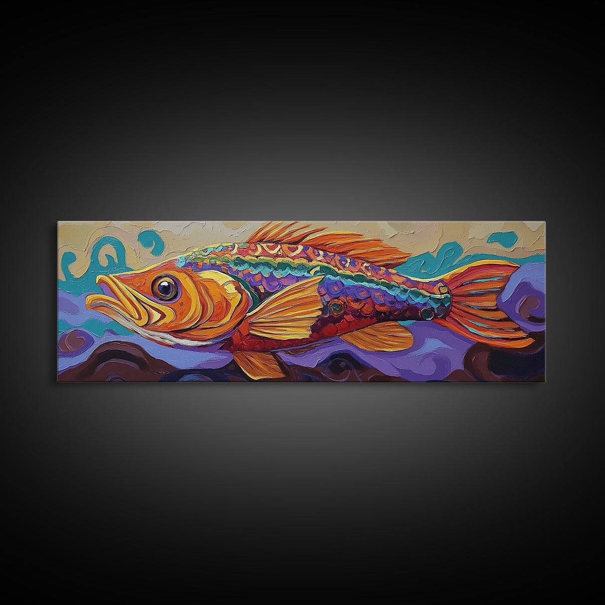 Tropical Fish Painting, Vibrant Ocean Life, Canvas Print, Coastal Kitchen Wall Art, Underwater Theme Decor, Boho Beach Art