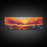 Sunset Horizon, Autumn Clouds, Landscape Wall Decor, Fall Tones, Framed Canvas Print, Rustic Art, Living Room Wall Art, Boho Style