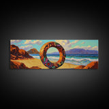 Vibrant Ocean Ring, Bold Coastal Art, Fantasy Beach Scene, Canvas Print, Modern Living Room Wall Art, Surreal Landscape Art