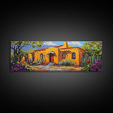Desert Casa Art, Colorful Home, Cactus Painting, Framed Canvas Print, Vibrant Southwest Decor, Living Room Wall Art, Spanish Style Art