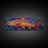 Golden Trout, Colorful Fish, Underwater Scene, Cabin Accent, Canvas Print, Fishing Lodge Decor, Rustic Nature Wall Art