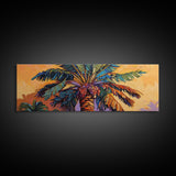 Tropical Palm Tree, Sunset Silhouette, Paradise Vibe, Framed Canvas Print, Beachy Living Room Wall Art, Island Boho Decor, Summer Style