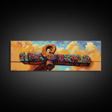 Folk Carved Beam, Southwest Wood Detail, Rustic Architecture Art, Colorful Entryway Style, Framed Canvas Print, Warm Wall Decor