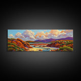 Desert Oasis, Canyon River, Cloudy Sky, Canvas Print, Southwest Landscape Art, Living Room Wall Art, Warm Earth Tone Decor