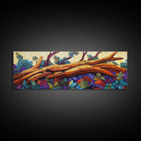 Vibrant Forest Scene, Autumn Landscape, Nature Wall Art, Framed Canvas Print, Rustic Decor, Cabin Artwork, Boho Fall Living Room Art