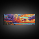 Stormy Sunset, Coastal Skies, Mountain Ocean View, Dramatic Cloudscape, Canvas Print, Living Room Wall Art, Landscape Statement Art