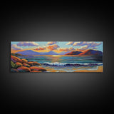 Tranquil Sunset Waves, Ocean Horizon Scene, Coastal Landscape Wall Art, Canvas Print, Relaxing Living Room Decor, Beach House Artwork